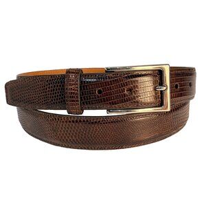 Bryant Park Genuine Lizard Skin Dress Belt Men's 40 Brown Made in USA 1.25" Wide